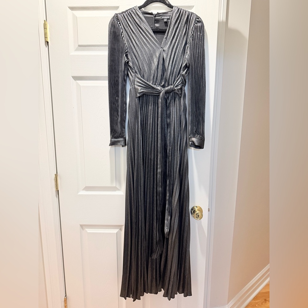 Express Charcoal Pleated Maxi Dress